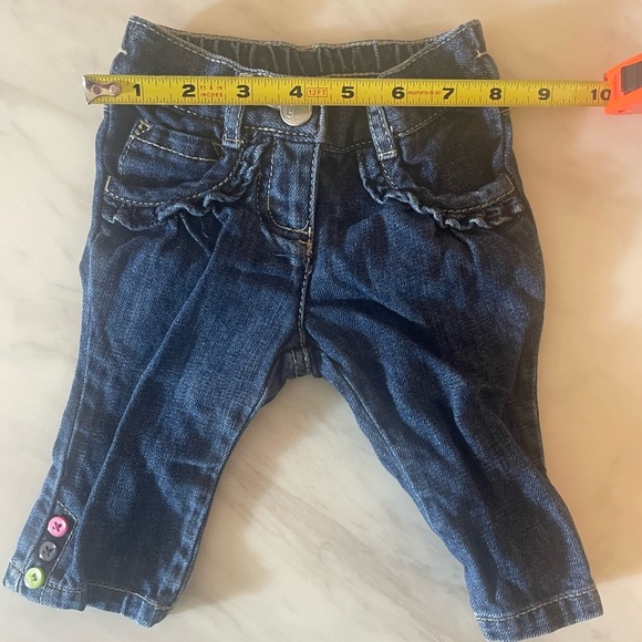 Gymboree Baby Girl 2pc Outfit Set 3-6M White Eyelet Top & Jeans Cat Patches - Picture 8 of 10